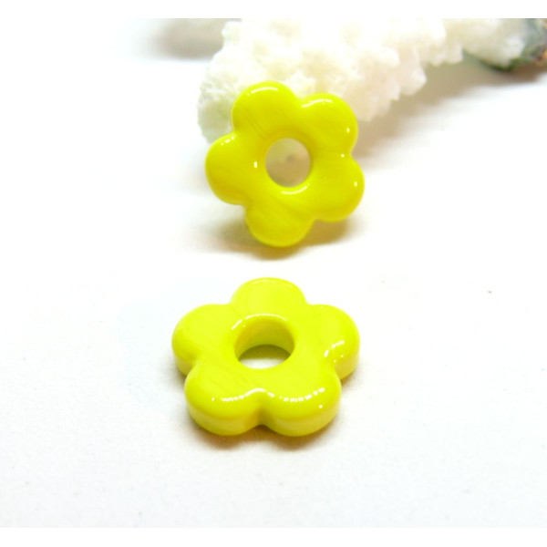 Pendentifs forme fleur 16mm, Verre coloris Jaune