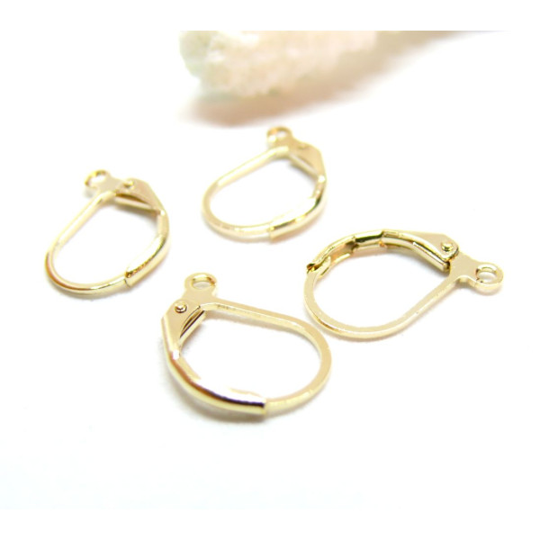 Boucles d'Oreilles Dormeuses Attache Laiton 15mm laiton doré à l'or fin 24K