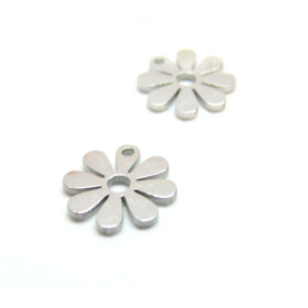 Pendentifs Marguerite 11mm, Acier Inoxydable 304 finition Argenté