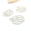 Estampes, pendentif filigrane, forme Géométrique 15mm, Métal finition Argenté