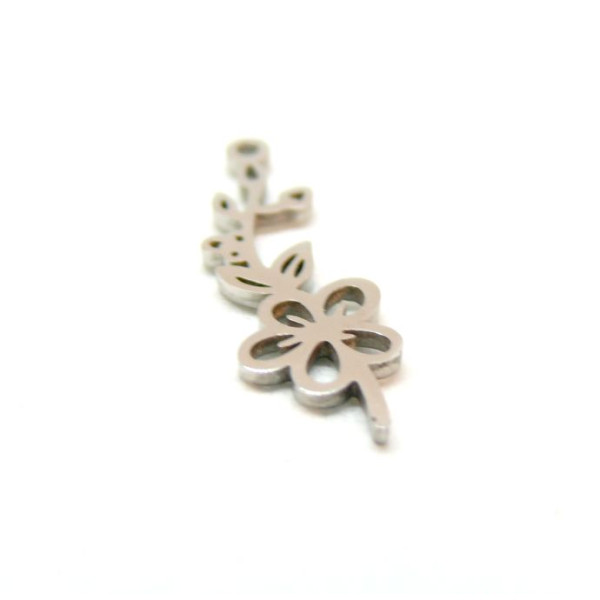 Pendentifs Fleur sur tige 20 mm, symbole mois de Mai, Acier Inoxydable 304 finition Argenté, pour bijoux raffinés