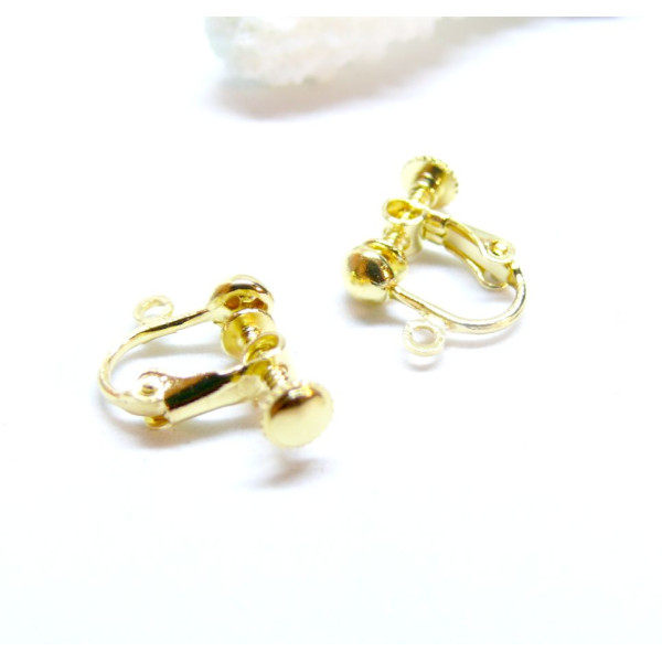 Supports de Boucles d'oreille clips à Vis avec attache, laiton finition Dore