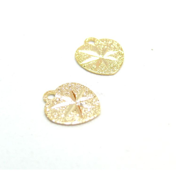 Estampes, pendentif Stardust, Poussière d'or, Coeur avec Etoile 10mm, Laiton finition Doré à l'or fin 24K