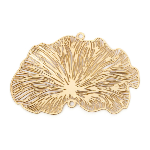 Estampes, pendentif, connecteur filigrane, Feuille de Lotus Yoga 50mm, couleur Doré