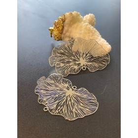 Estampes, connecteur Feuille de Lotus 50mm Filigrane Connecteur Argenté