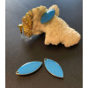 Sequins, médaillons émaillés Biface Navettes 23mm, Turquoise sur une base Doré