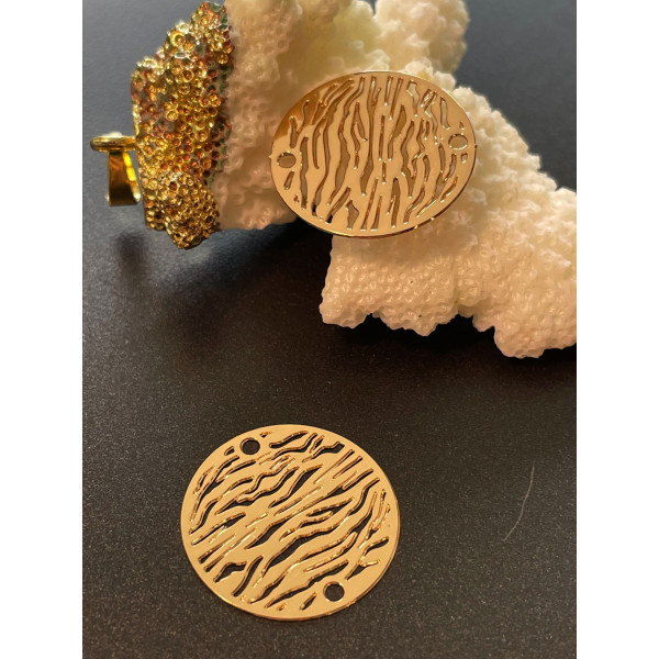 Estampes, Pendentif, Connecteur filigrane Zèbre 20 mm, coloris Doré