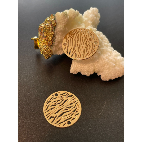 Estampes, Pendentif, Connecteur filigrane Zèbre 20 mm, coloris Doré