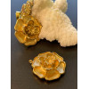 Pendentif Fleur 3D avec anneau transversale 25mm, Acier Inoxydable 304 finition Doré à l'or fin 18K, PVD