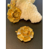 Pendentif Fleur 3D avec anneau transversale 25mm, Acier Inoxydable 304 finition Doré à l'or fin 18K, PVD