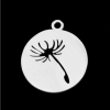 Pendentifs Médaillon Pissenlit 16 mm, Acier Inoxydable finition Argenté