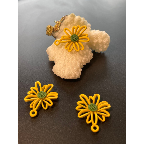 Pendentifs Fleur 20mm, Métal coloris JAUNE