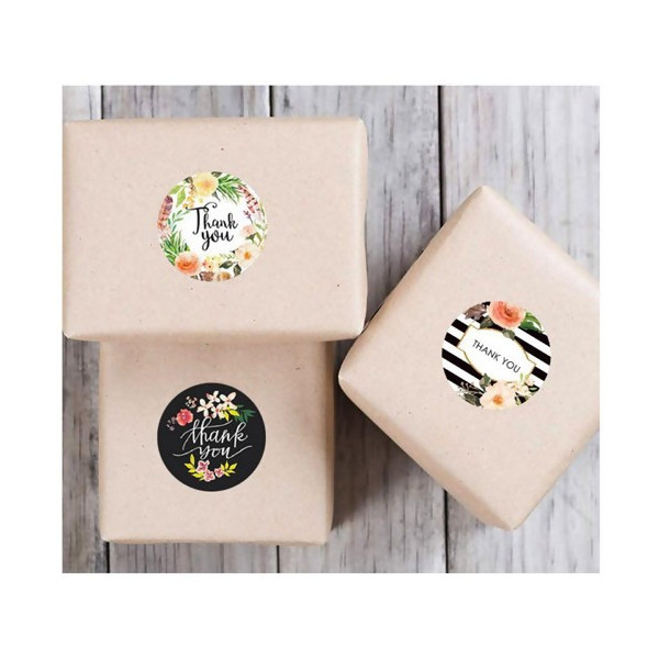 Rouleau de 500 stickers ' Thank You' 25mm, pour customisation, boite cadeaux et scrapbooking