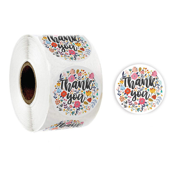 Rouleau de 500 stickers ' Thank You' 25mm, pour customisation, boite cadeaux et scrapbooking