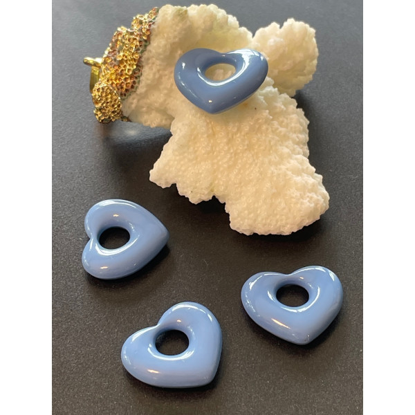 Pendentifs Coeur 18mm, métal Coloris Bleu