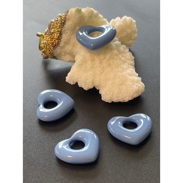 Pendentifs Coeur 18mm, métal Coloris Bleu