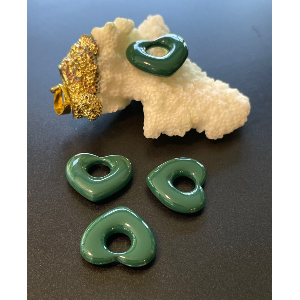 Pendentifs Coeur 18mm, métal Coloris Vert