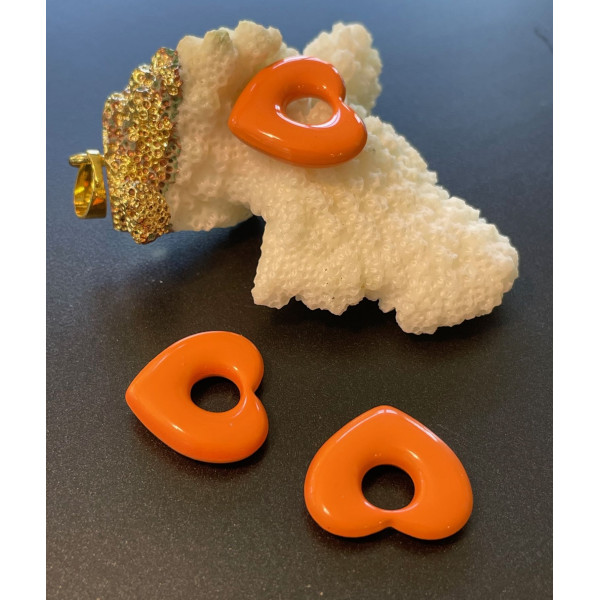 Pendentifs Coeur 18mm, métal Coloris Orange