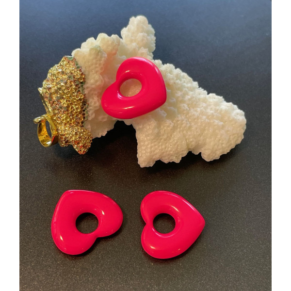 Pendentifs Coeur 18mm, métal Coloris ROSE Flashy