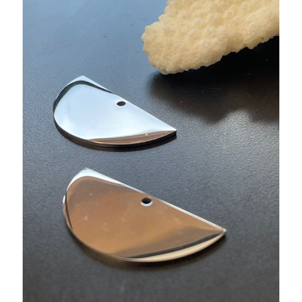 Pendentifs Demi Cercle 30 mm, Acier Inoxydable finition Argenté