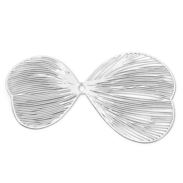 Estampes, pendentif filigrane Pétales 28 par 50mm, Acier Inoxydable finition Argenté