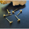 Puces Bille 3mm avec attache, ACIER INOXYDABLE 316 Chirurgical,  finition Doré à l'or fin 18K
