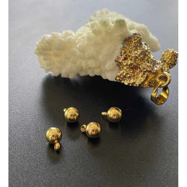 Pendentifs bille 4mm, Acier Inoxydable finition Doré à l'or fin 18K