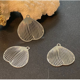 Estampes, pendentif filigrane, Pétale 17mm, Métal finition Argenté