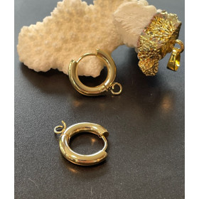 Créoles Rondes avec anneau d'accroche 13.5mm, épaisseur 2.5mm, Acier Inoxydable 316, Doré à l'or fin 24K