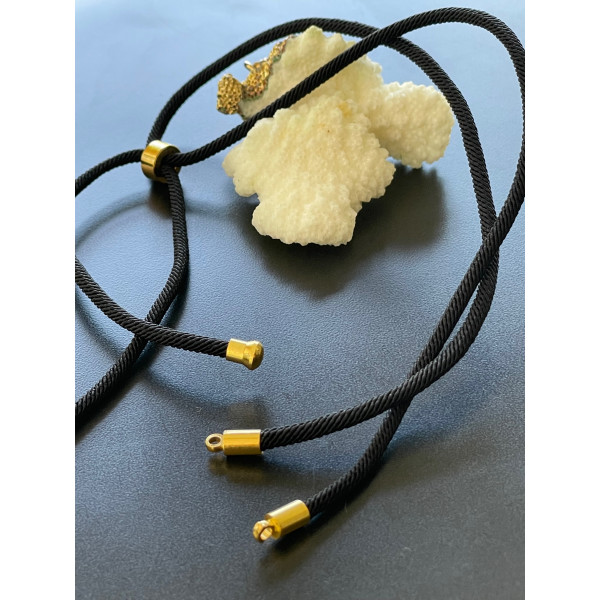 Support Collier Intercalaire cordon Nylon ajustable avec accroche Slide Cuivre Doré Coloris Noir
