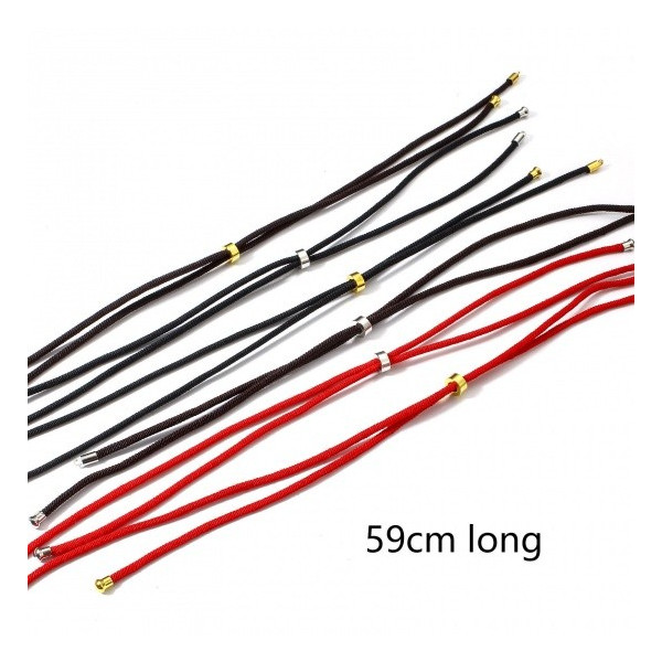 Support Collier Intercalaire cordon Nylon ajustable avec accroche Slide Cuivre Argenté Coloris Noir