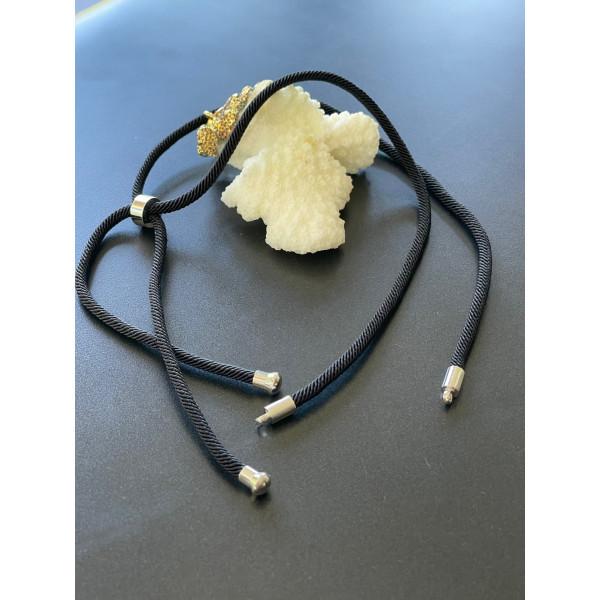 Support Collier Intercalaire, cordon Nylon, ajustable avec accroche Slide, Cuivre Argenté Coloris Noir