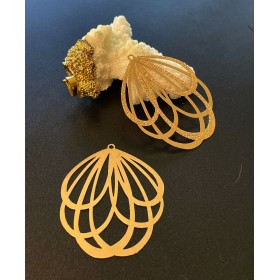 Estampes, pendentif Art Déco filigrane 47mm, couleur Doré