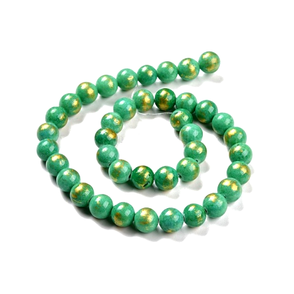 Perles Jade Mashan Ronde 10 mm, Vert mordoré