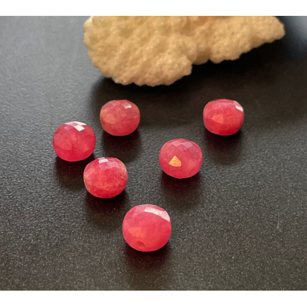 Perles rondes plates et facettées  6 par 4mm, Rhodochrosite