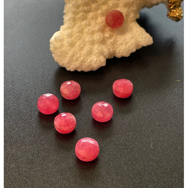 Perles rondes plates et facettées  6 par 4mm, Rhodochrosite