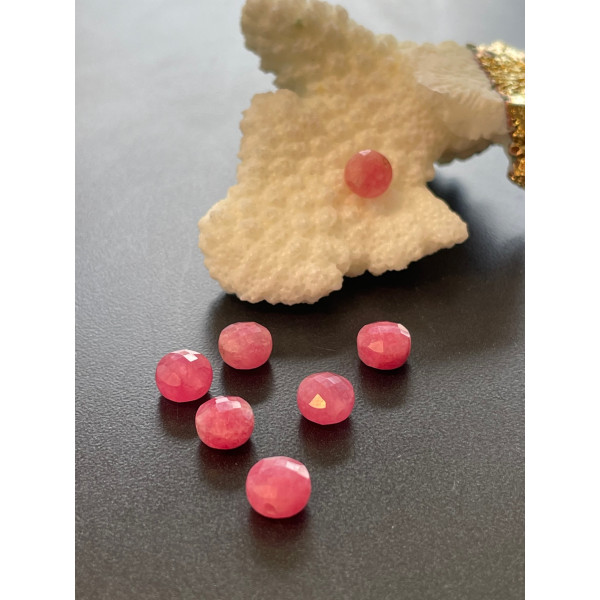 Perles rondes plates et facettées  6 par 4mm, Rhodochrosite