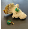 Pendentifs forme Fleur avec perles en verre Vert,  Acier Inoxydable 304 finition Doré