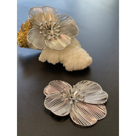 Estampes, pendentif Fleurs 3D filigrane 36mm, couleur Argenté