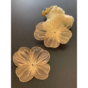 Estampes, pendentif Fleurs filigrane 50mm, couleur Doré