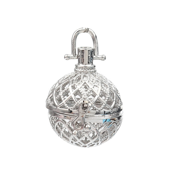 Pendentif, Cage pour Perle, BOLA GROSSESSE  20mm, Boule de Parfum Métal finition Argent Platine