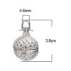 Pendentif, Cage pour Perle, BOLA GROSSESSE  20mm, Boule de Parfum Métal finition Argent Platine