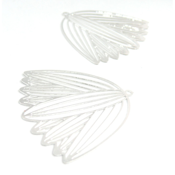 Estampes, pendentif filigrane Fleur Papyrus 28mm, Acier Inxoydable 304 finition  Argent Platine