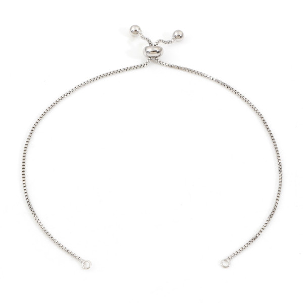 Bracelet Réglable, ajustable 22 cm, Maille Vénitienne 1.2mm, Acier Inoxydable Argenté