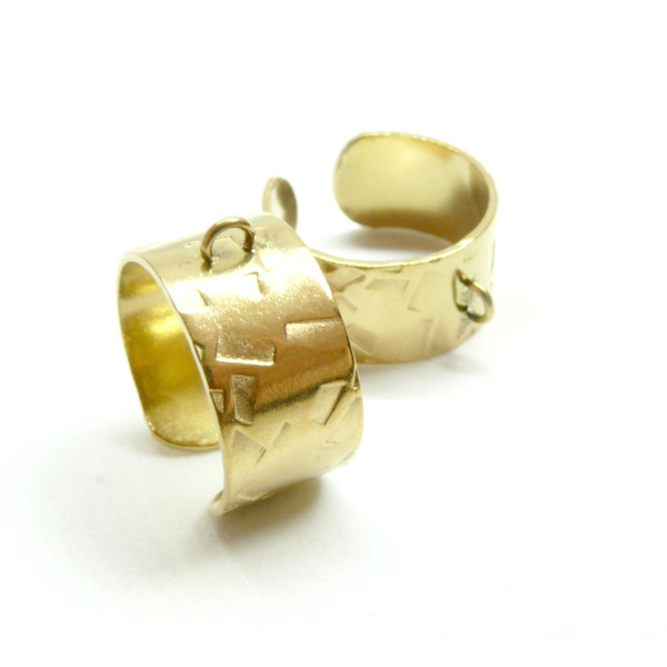 H11C07901G – Lot de 1 ou 2 Supports de Bague 10mm, Anneau Motif Graphique – Acier Inoxydable 304 Doré