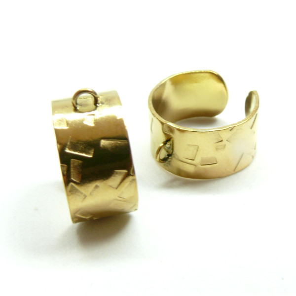 H11C07901G – Lot de 1 ou 2 Supports de Bague 10mm, Anneau Motif Graphique – Acier Inoxydable 304 Doré