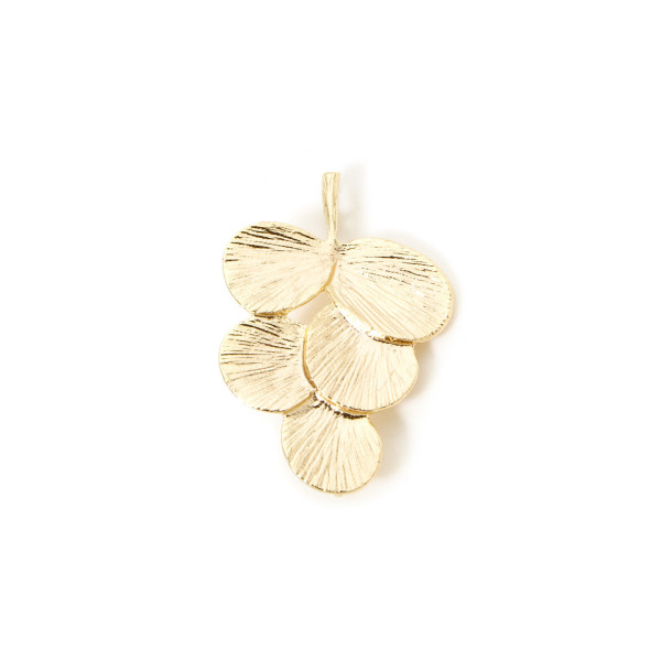 Pendentif Feuille 29mm, Laiton finition doré à l'or fin 18K