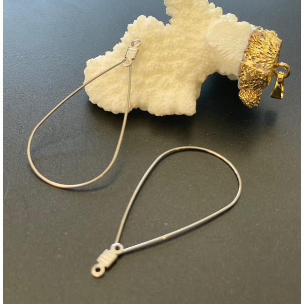 Pendentifs,  Connecteur fermé Goutte 50 mm, Acier Inoxydable  304 couleur Argent Platine