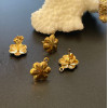 Puces Fleurs 10mm avec attache et embouts poussoirs, ACIER INOXYDABLE 304,  finition Doré