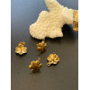 Puces Fleurs 10mm avec attache et embouts poussoirs, ACIER INOXYDABLE 304,  finition Doré
